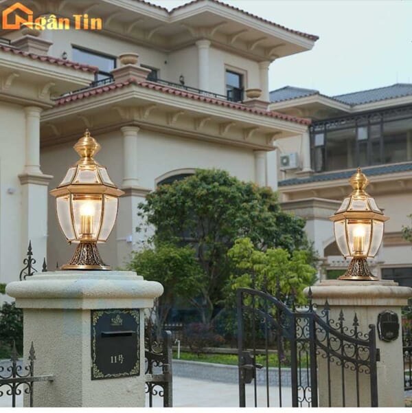 Đèn trụ cổng đồng trang trí cổng sân vườn cổng tường rào 12W E27 220V TD26 Ngân Tin - Image 5