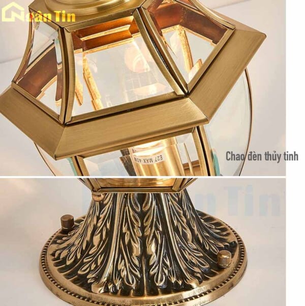 Đèn trụ cổng đồng trang trí cổng sân vườn cổng tường rào 12W E27 220V TD26 Ngân Tin - Image 9