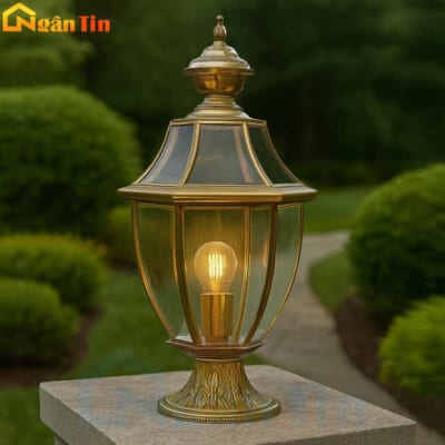 Đèn trụ cổng đồng trang trí cổng sân vườn cổng tường rào 12W E27 220V TD26 Ngân Tin