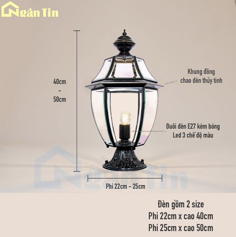 den tru cong co dien trang tri cong san vuon ngoai troi chong nuoc e27 220v td90 ngan tin 6