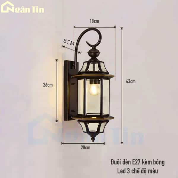 Vách đồng treo tường gắn tường ốp tường trang trí ngoài trời trong nhà E27 220V VD6803 Ngân Tin - Image 3