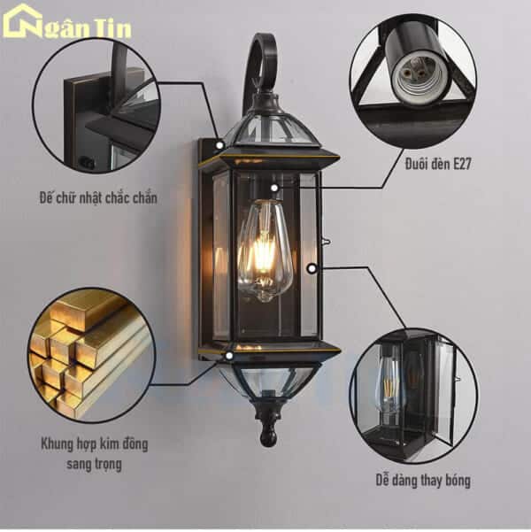 Vách đồng treo tường gắn tường ốp tường trang trí ngoài trời trong nhà E27 220V VD6811 Ngân Tin - Image 8