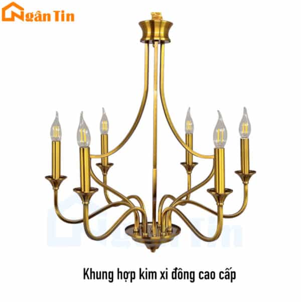 Đèn chùm tân cổ điển 6 bóng trang trí phòng khách phòng ngủ bàn ăn E14 220V DC151T6 Ngân Tin - Image 10