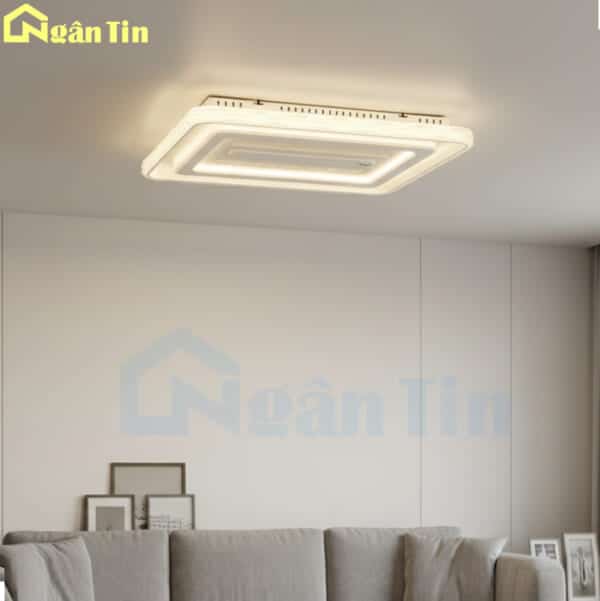 Đèn Mâm Ốp Trần Chữ Nhật Kèm Quạt Trang Trí Phòng Ngủ Phòng Khách OTA44CN Ngân Tin (Kèm remote) - Image 4