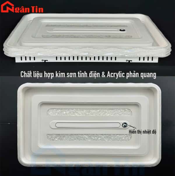Đèn Mâm Ốp Trần Chữ Nhật Kèm Quạt Trang Trí Phòng Ngủ Phòng Khách OTA44CN Ngân Tin (Kèm remote) - Image 9