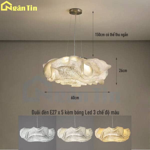 Đèn thả trần bông hoa trang trí phòng khách sảnh phòng ngủ bàn ăn E27 220V THD64 Ngân Tin - Image 2