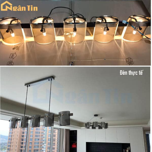 Đèn thả trần 5 bóng trang trí bàn ăn quầy bar bàn làm việc Led 3 chế độ màu 220V TTK130N5 Ngân Tin - Image 8