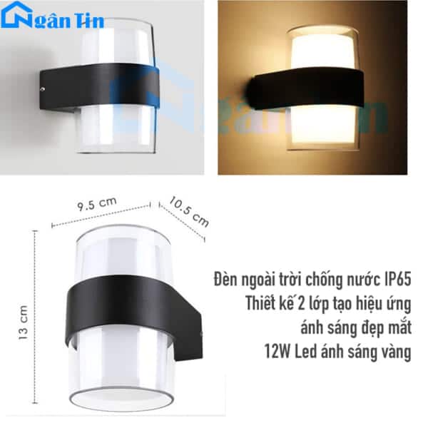 Đèn gắn tường ngoài trời chống nước trang trí sân vườn hành lang cầu thang 220V VNT2284 Ngân Tin - Image 5