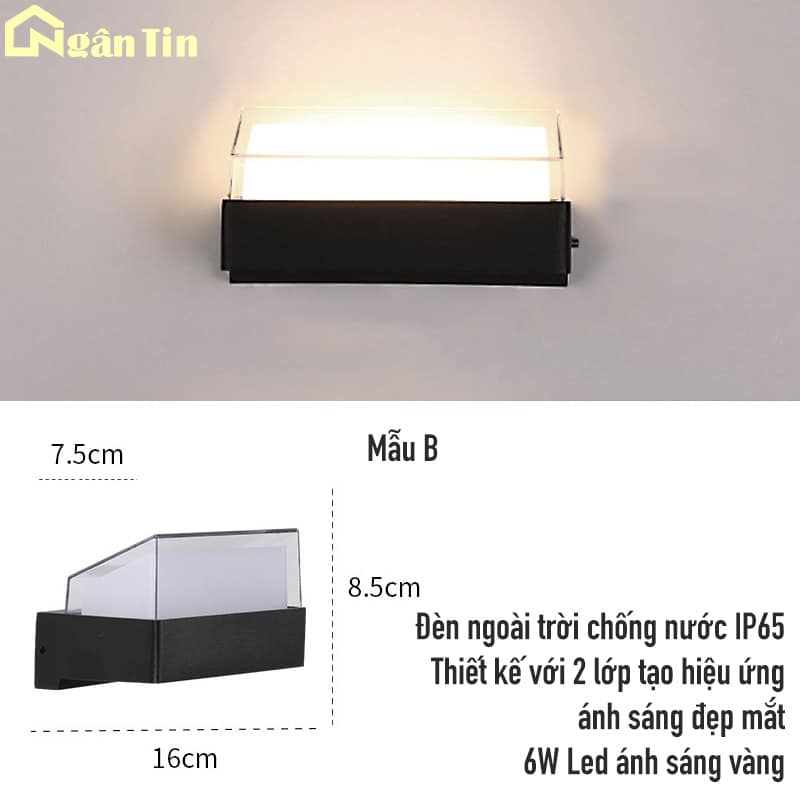 Đèn gắn tường ngoài trời chống nước trang trí sân vườn hành lang cầu thang 220V VNT2284 Ngân Tin 3 Đèn gắn tường ngoài trời chống nước trang trí sân vườn hành lang cầu thang 220V VNT2284 Ngân Tin - Image 3