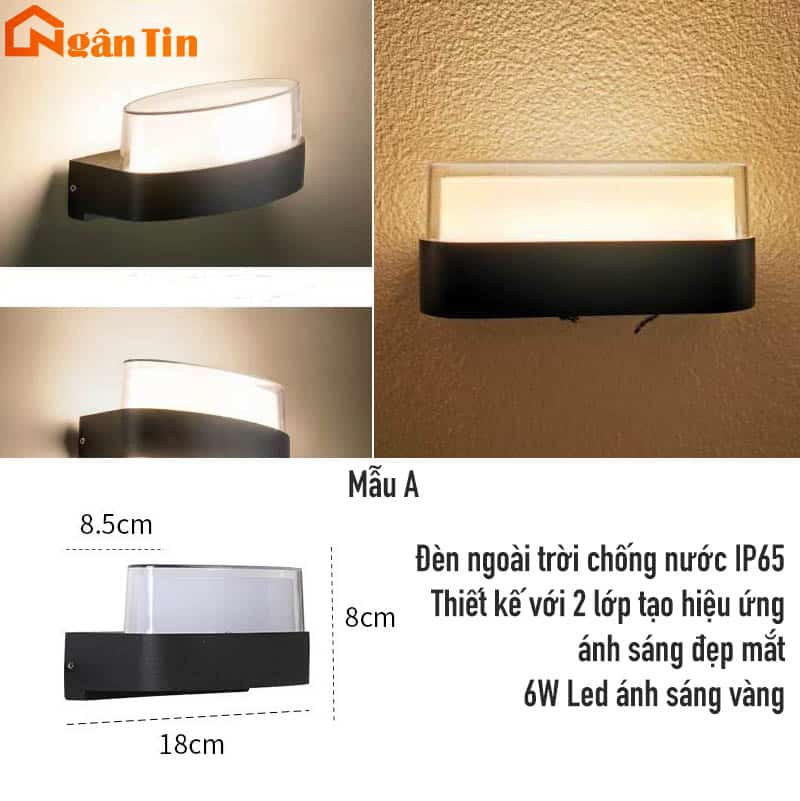 Đèn gắn tường ngoài trời chống nước trang trí sân vườn hành lang cầu thang 220V VNT2284 Ngân Tin 2 Đèn gắn tường ngoài trời chống nước trang trí sân vườn hành lang cầu thang 220V VNT2284 Ngân Tin - Image 2