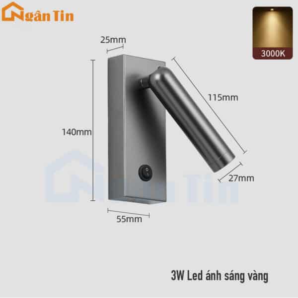 Đèn rọi gắn tường trang trí phòng ngủ phòng khách đọc sách Led 3W 220V VRT22 Ngân Tin - Image 2