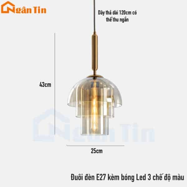 Đèn thả trần thủy tinh cao cấp trang trí bàn ăn quầy bar phòng ngủ E27 220V TT70 Ngân Tin - Image 2