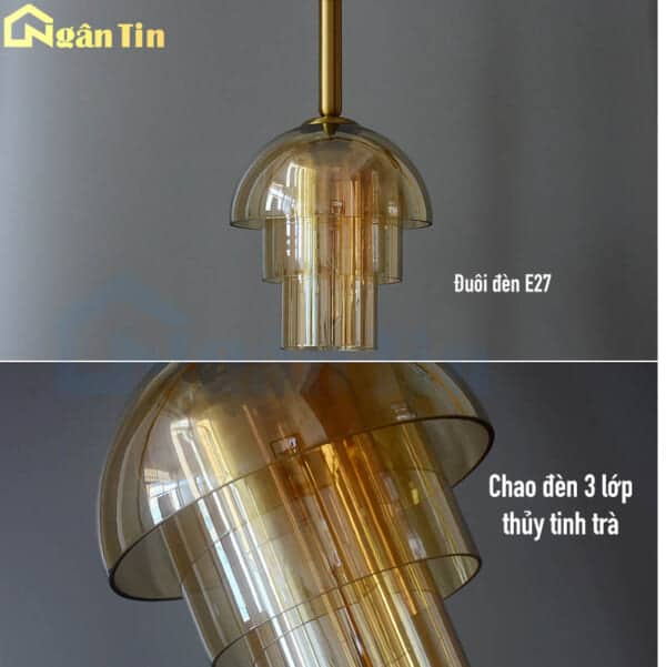 Đèn thả trần thủy tinh cao cấp trang trí bàn ăn quầy bar phòng ngủ E27 220V TT70 Ngân Tin - Image 11