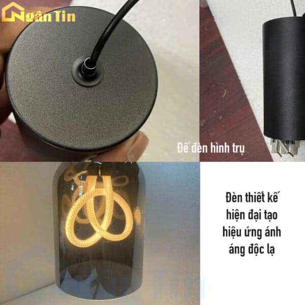 Đèn trần thả thủy tinh khói trang trí phòng ngủ bàn ăn quầy bar 220V THCN010 Ngân Tin - Image 14