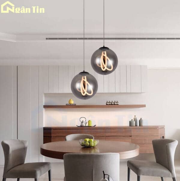 Đèn trần thả thủy tinh khói trang trí phòng ngủ bàn ăn quầy bar 220V THCN010 Ngân Tin - Image 6