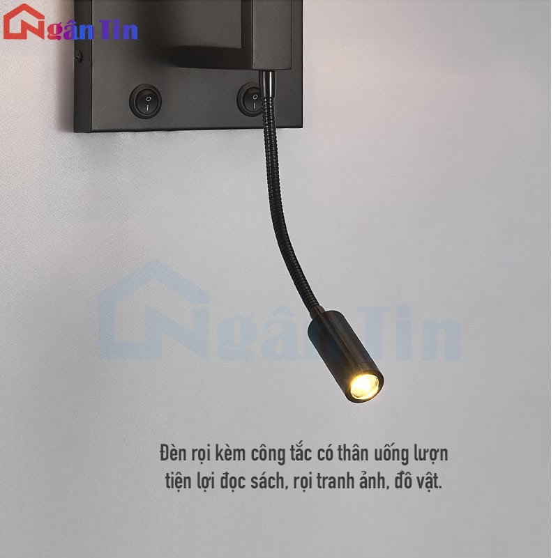Đèn ngủ treo tường gắn tường trang trí phòng khách Led 3 màu E27 220V VDN507 Ngân Tin 11 den treo tuong gan tuong doc sach phong ngu vdn507 ngan tin 5