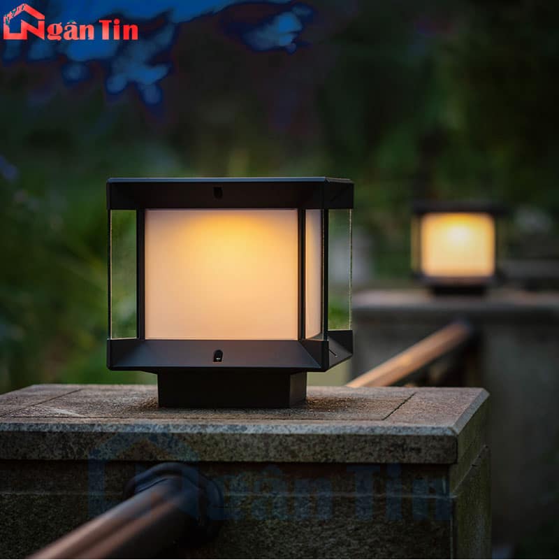 Đèn trụ cổng vuông năng lượng mặt trời trang trí hành lang lối đi Led 3 màu E27 TCNL601 Ngân Tin 4 Đèn trụ cổng vuông năng lượng mặt trời trang trí hành lang lối đi Led 3 màu E27 TCNL601 Ngân Tin - Image 4