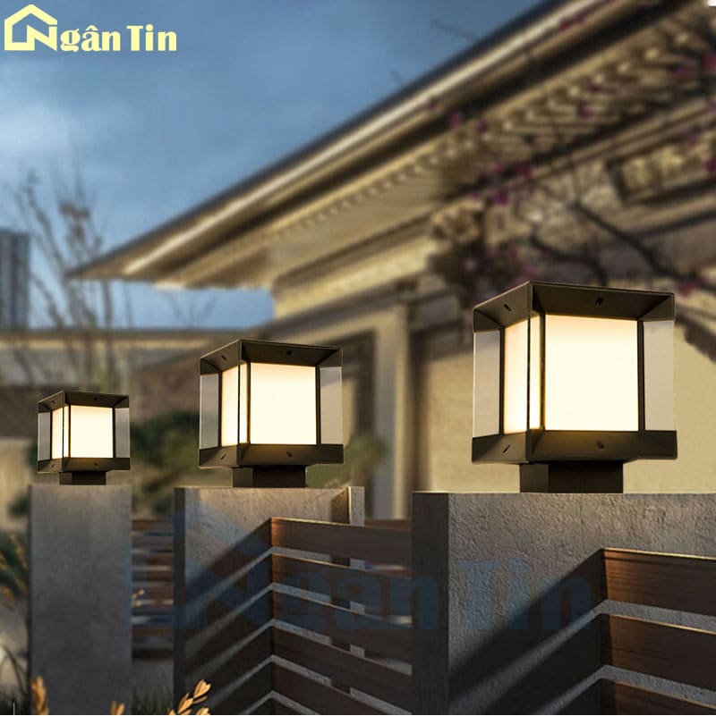 Đèn trụ cổng vuông năng lượng mặt trời trang trí hành lang lối đi Led 3 màu E27 TCNL601 Ngân Tin 3 den-tru-cong-vuong-nang-luong-mat-troi-tcnl601-ngan-tin