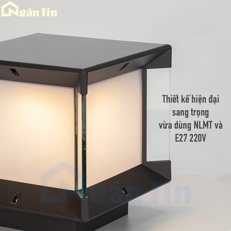 Đèn trụ cổng vuông năng lượng mặt trời trang trí hành lang lối đi Led 3 màu E27 TCNL601 Ngân Tin 12 den tru nang luong mat troi vuong cong san vuon ngoai troi chong nuoc tcnl601 ngan tin 6