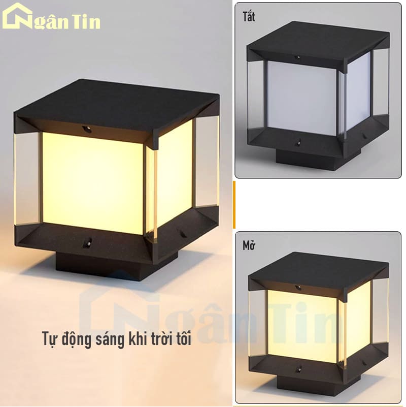 Đèn trụ cổng vuông năng lượng mặt trời trang trí hành lang lối đi Led 3 màu E27 TCNL601 Ngân Tin 7 Đèn trụ cổng vuông năng lượng mặt trời trang trí hành lang lối đi Led 3 màu E27 TCNL601 Ngân Tin - Image 7
