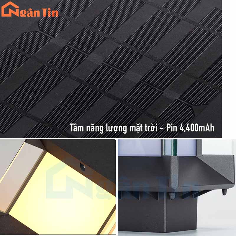 Đèn trụ cổng vuông năng lượng mặt trời trang trí hành lang lối đi Led 3 màu E27 TCNL601 Ngân Tin 11 den tru nang luong mat troi vuong cong san vuon ngoai troi chong nuoc tcnl601 ngan tin 8