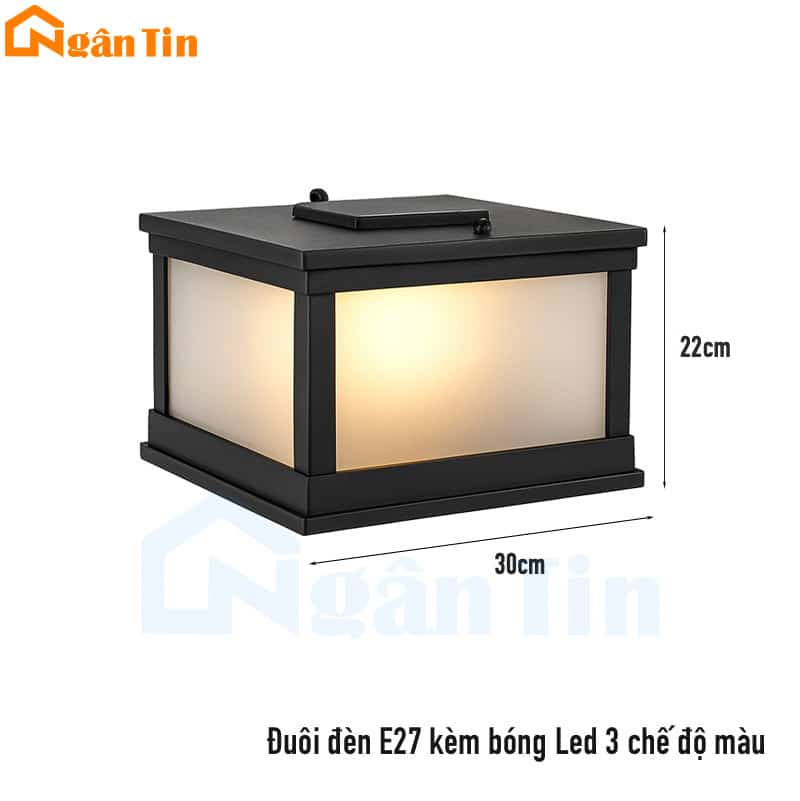 Đèn trụ cổng vuông trang trí sân vườn cổng hành lang lối đi Led 12W E27 220V DT2050 Ngân Tin 2 Đèn trụ cổng vuông trang trí sân vườn cổng hành lang lối đi Led 12W E27 220V DT2050 Ngân Tin - Image 2