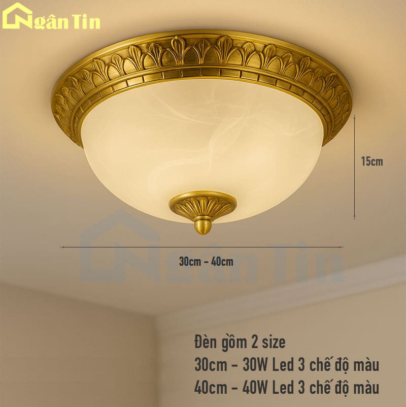 Đèn Mâm Đồng Ốp Trần Trang Trí Ban Công Phòng Ngủ Phòng Khách Led 3 Màu 220V OD08 Ngân Tin 10 den mam dong tron op tran trang tri phong khach phong ngu led 3 mau OD08 ngan tin 3