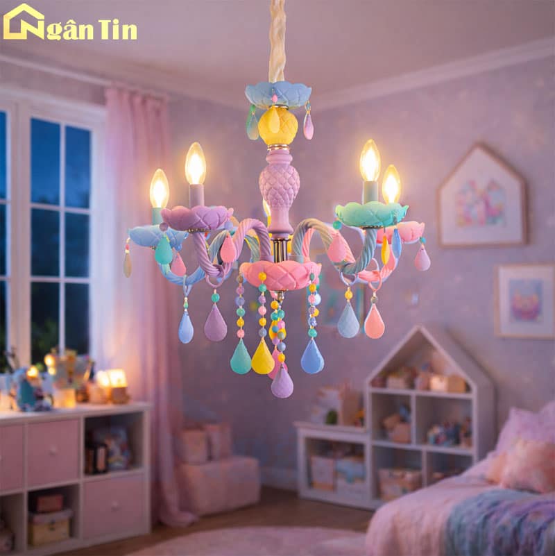 Đèn chùm phòng ngủ công chúa 5 bóng trang trí phòng khách bàn ăn E14 220V DC41T5 Ngân Tin 1 den-chum-phong-ngu-cong-chua-5-bong-trang-tri-phong-khach-ban-an-dc41t5-ngan-tin