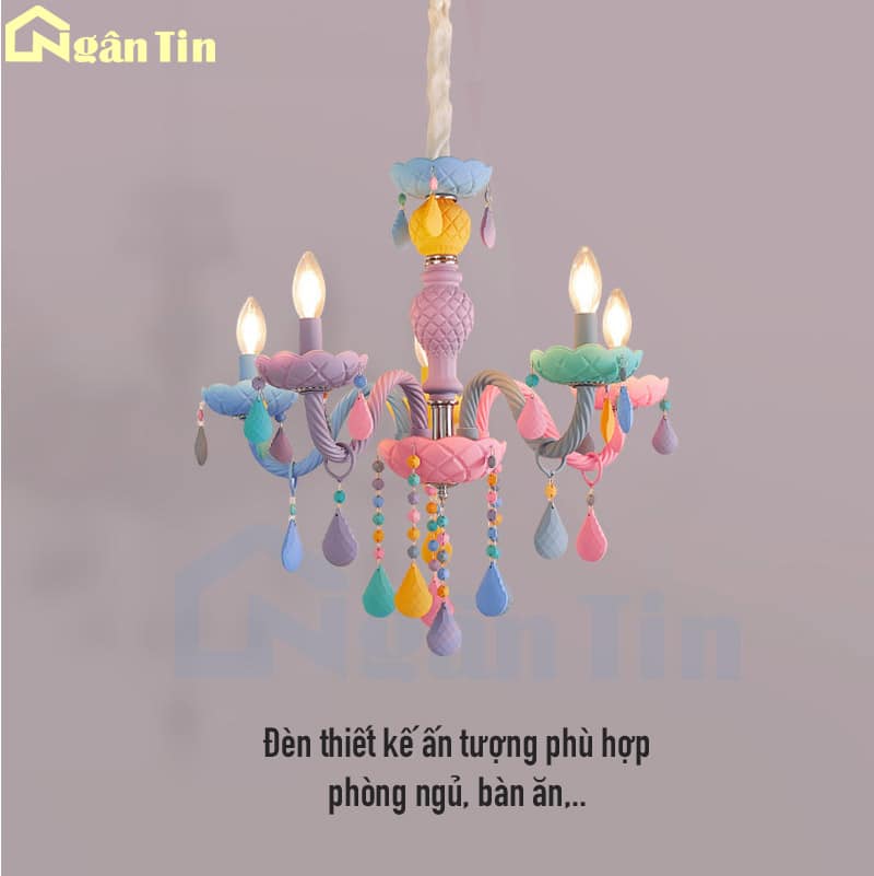Đèn chùm phòng ngủ công chúa 5 bóng trang trí phòng khách bàn ăn E14 220V DC41T5 Ngân Tin 6 Đèn chùm phòng ngủ công chúa 5 bóng trang trí phòng khách bàn ăn E14 220V DC41T5 Ngân Tin - Image 6
