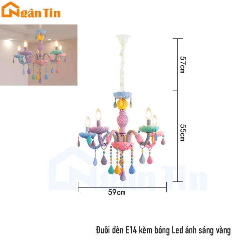 Đèn chùm phòng ngủ công chúa 5 bóng trang trí phòng khách bàn ăn E14 220V DC41T5 Ngân Tin 2 Đèn chùm phòng ngủ công chúa 5 bóng trang trí phòng khách bàn ăn E14 220V DC41T5 Ngân Tin - Image 2