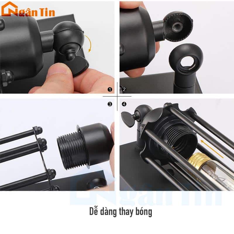 đèn trang trí treo tường gắn tường ốp tường phòng ngủ phòng khách E27 220V VT23 Ngân Tin 11 đèn trang trí treo tường gắn tường ốp tường phòng ngủ phòng khách E27 220V VT23 Ngân Tin - Image 11