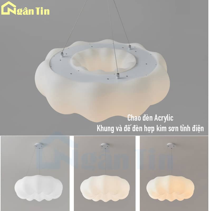 Đèn trần thả hình đám mây đèn mâm trang trí phòng khách phòng ngủ bàn ăn Led 3 màu THD1101 Ngân Tin 16 den tha tran trang tri phong ngu phong khach sanh nha hang led thd1101 ngan tin 10