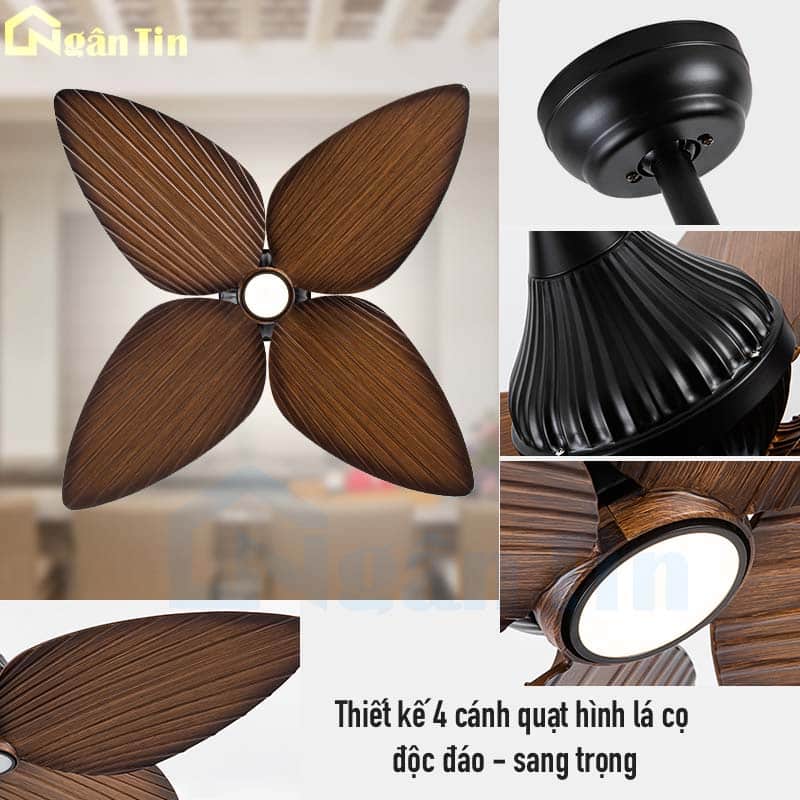 Quạt Trần 5 Cánh hình lá cọ quạt trần đèn Trang Trí Phòng Khách Bàn Ăn Phòng Ngủ VF439 Ngân Tin 14 quat tran 4 canh hinh chiec la trang tri phong khach ban an sanh qvifa439 ngan tin 10