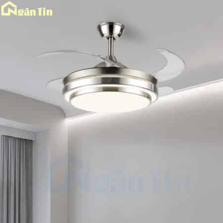 Quạt trần đèn giấu cánh trang trí bàn ăn phòng ngủ phòng khách hiện đại QT4203 Ngân Tin