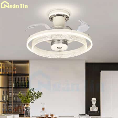 Quạt Trần Đèn Mâm Quạt Trần Giấu Cánh Trang trí Phòng Khách Phòng Ngủ Bàn Ăn VIFA34 Ngân Tin