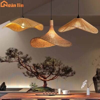 Đèn thả trần mây tre lá trang trí bàn ăn TTK200 Ngân Tin