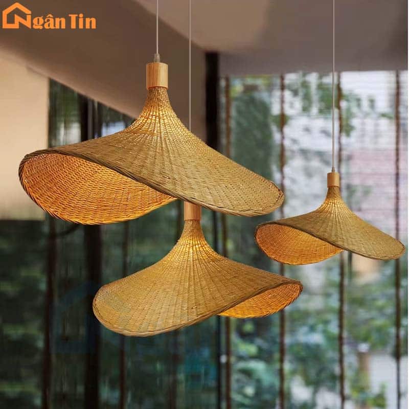 Đèn thả trần mây tre lá trang trí bàn ăn TTK200 Ngân Tin