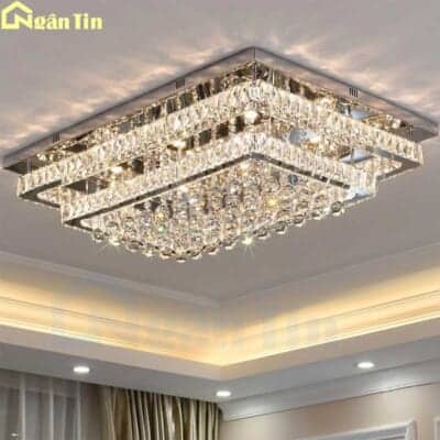 Đèn Mâm Pha Lê Cao Cấp Chữ Nhật Trang Trí Sảnh Phòng Khách OTPL40403CN Ngân Tin