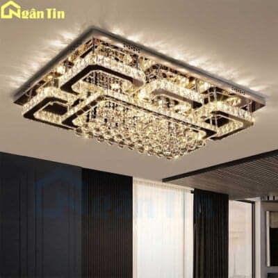 Đèn Mâm Pha Lê Cao Cấp Chữ Nhật Trang Trí Sảnh Phòng Khách Led 3 Màu OTPL40404CN Ngân Tin