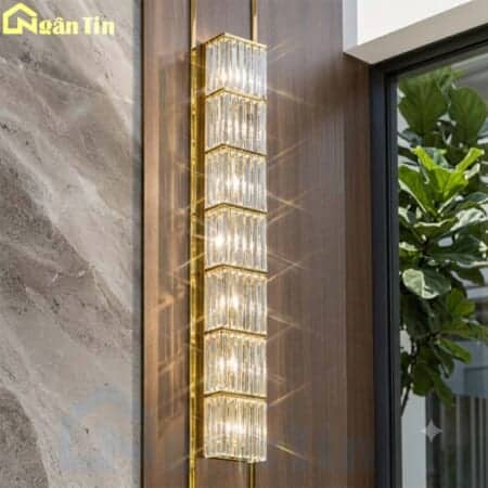 Đèn tường pha lê hiện đại trang trí sảnh cầu thang phòng khách Led 3 màu 220V VPL48 Ngân Tin