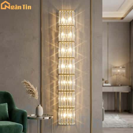 Đèn tường pha lê hiện đại trang trí sảnh cầu thang phòng khách Led 3 màu 220V VPL48 Ngân Tin