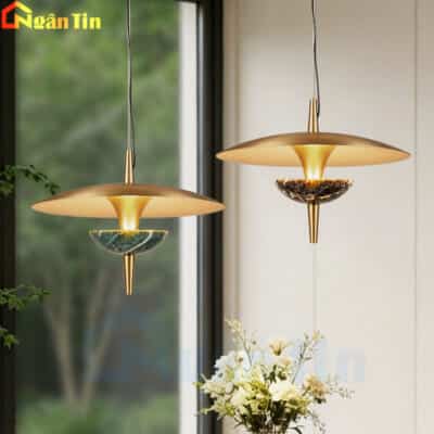 Đèn thả bàn ăn chao đá cao cấp hình đĩa bay trang trí phòng ngủ bàn ăn TTK211 Ngân Tin